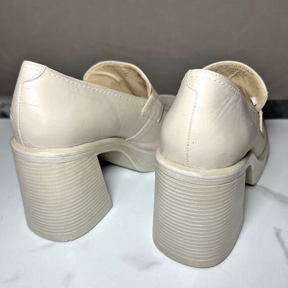 Steve Madden Cream Leather Platform Loafer Size 8.5 - Picture 6 of 9